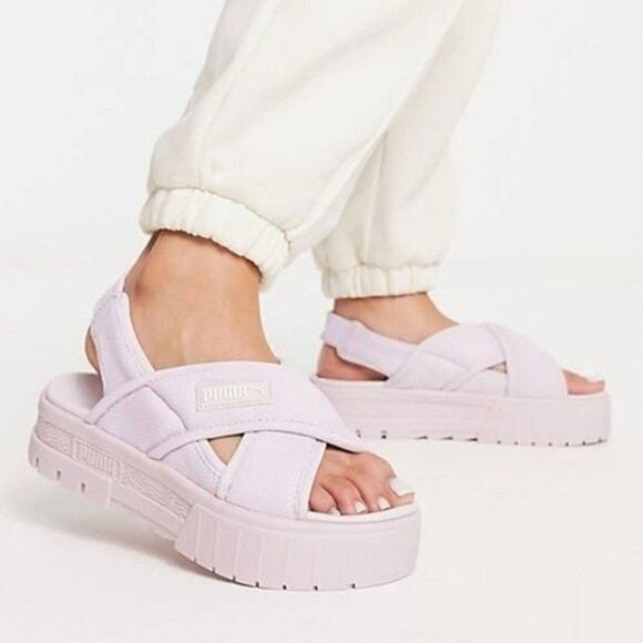 New! Puma Mayze Platform Chunky Heel Crisscross Athletic Sporty Sandals - Picture 1 of 14